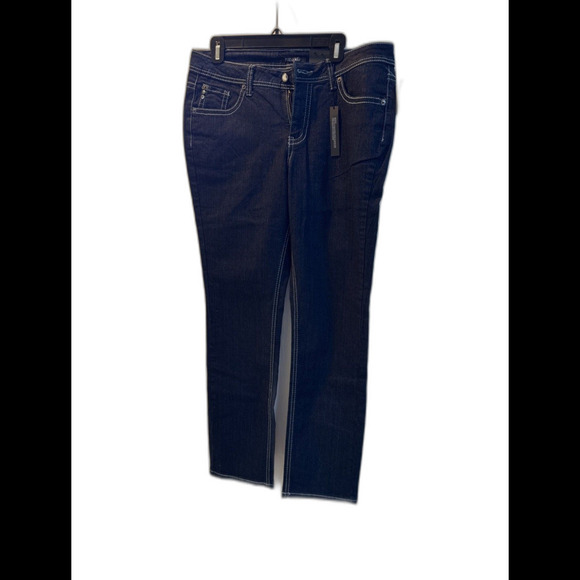 Roz & Ali Jeans Distressed Mid Rise Blue Womens Size 14 NWT - Picture 1 of 8